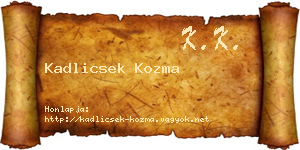 Kadlicsek Kozma névjegykártya